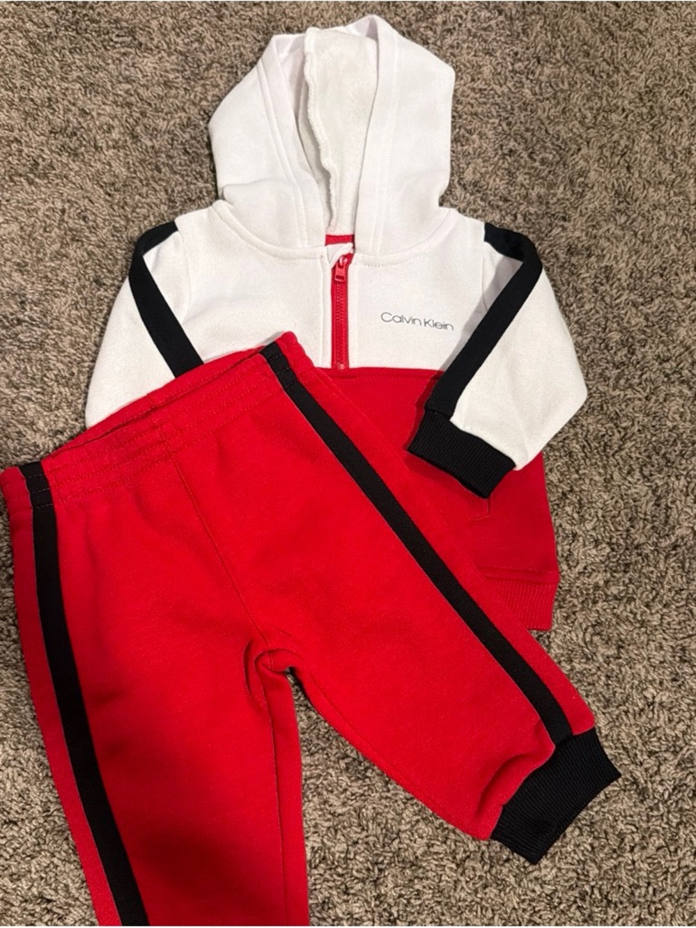 Calvin Klein Kids Red, White & Black Hoodie Jogger Set